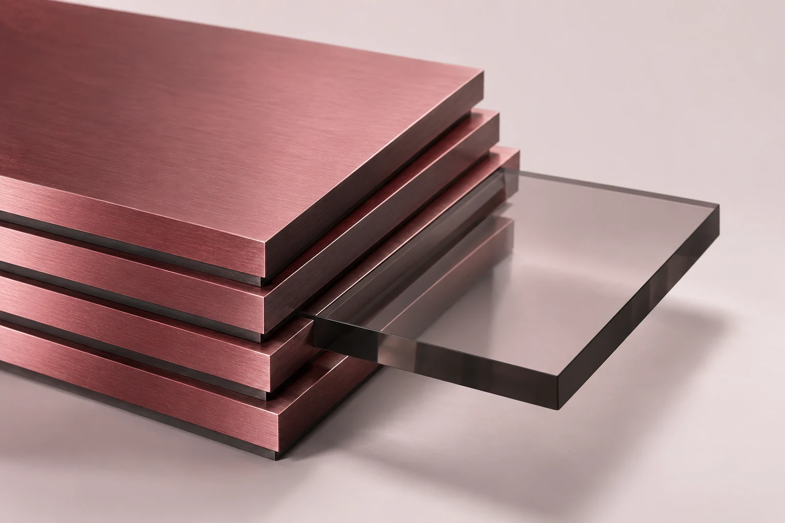 Rose metal allocation plates with one separated glass layer